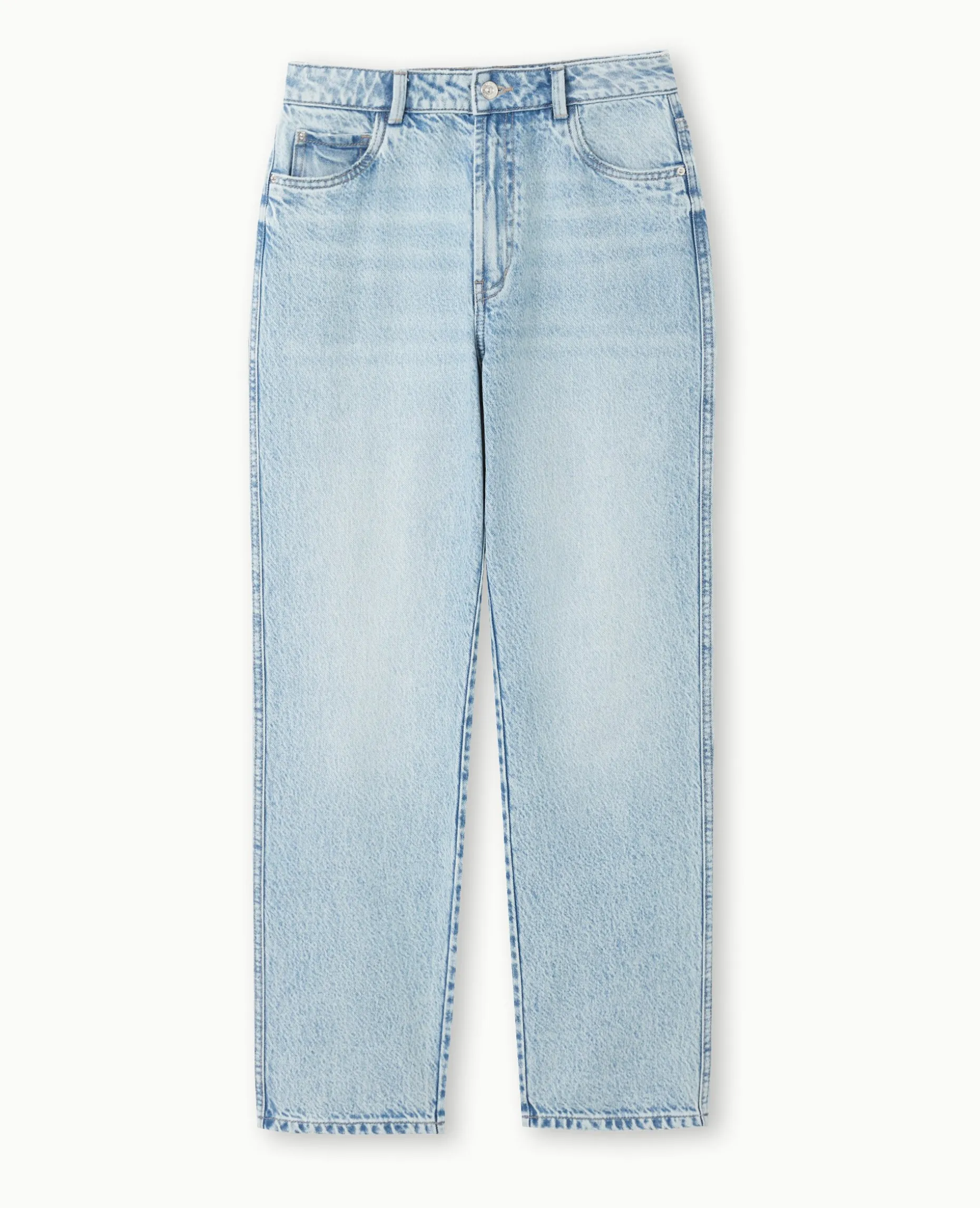 Jean Droit Taille Haute - Bleu Clair
