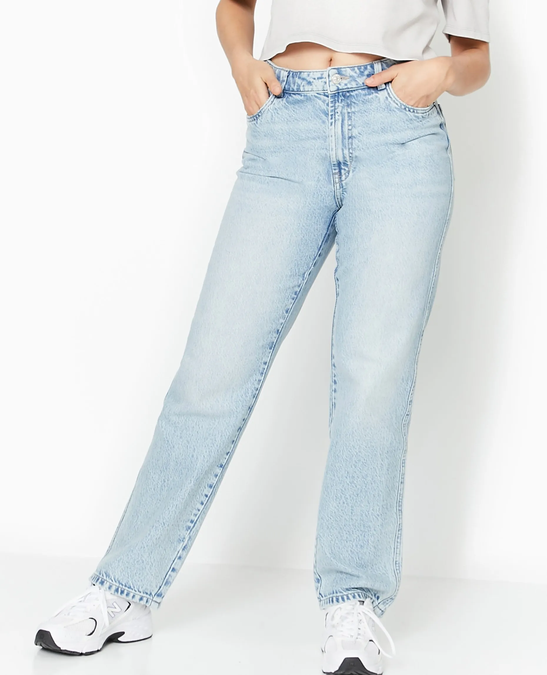 Jean Droit Taille Haute - Bleu Clair