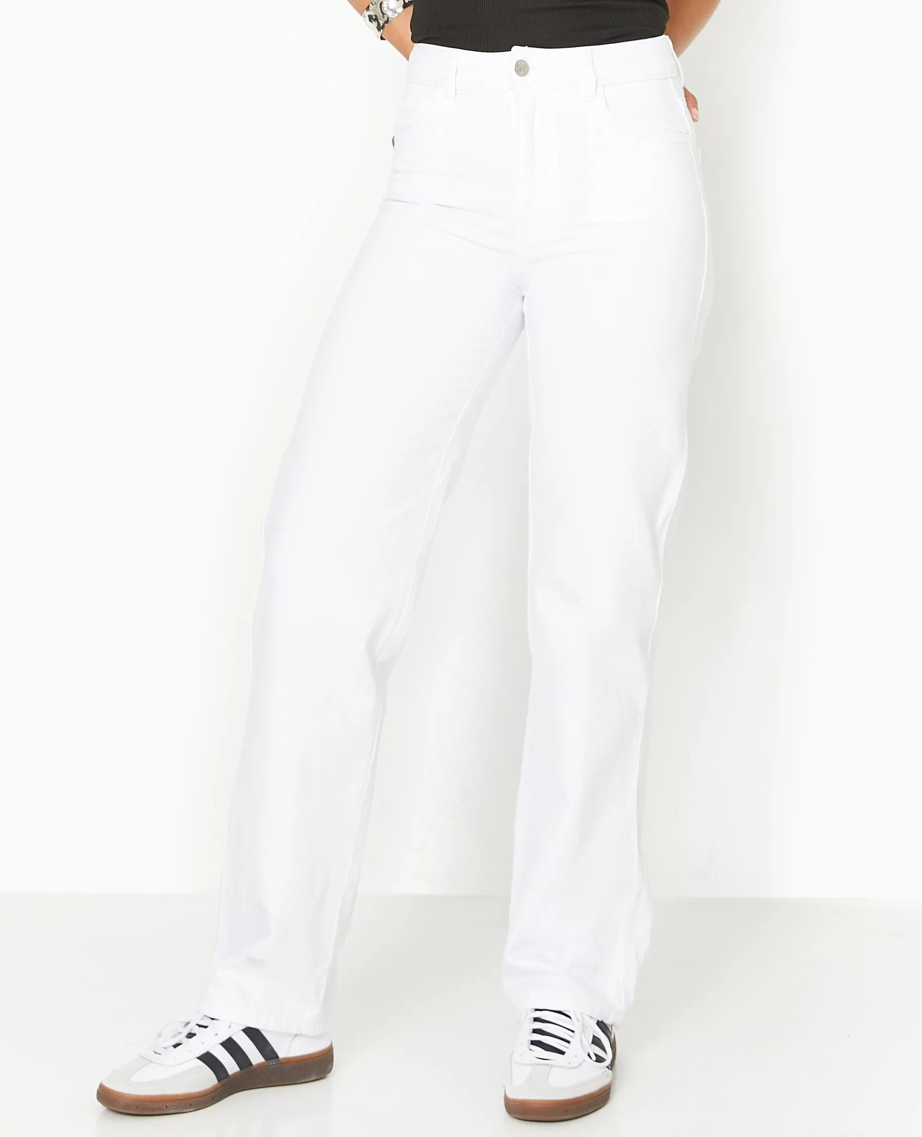 Jean Droit Taille Haute - Blanc