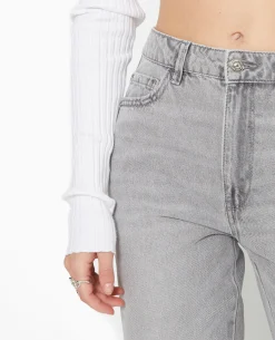 Jean Droit Taille Regular - Gris Clair