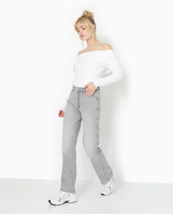 Jean Droit Taille Regular - Gris Clair