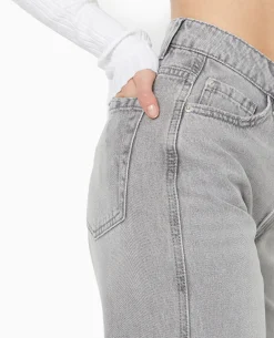 Jean Droit Taille Regular - Gris Clair