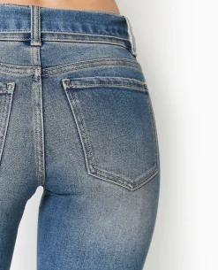 Jean Flare Taille Basse Avec Ceinture - Bleu