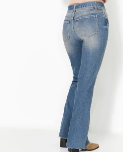 Jean Flare Taille Basse Avec Ceinture - Bleu