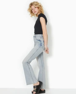 Jean Flare Taille Haute - Rose Clair
