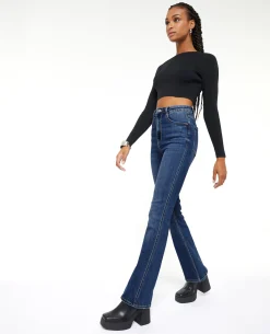 Jean Flare Taille Haute - Bleu Foncé