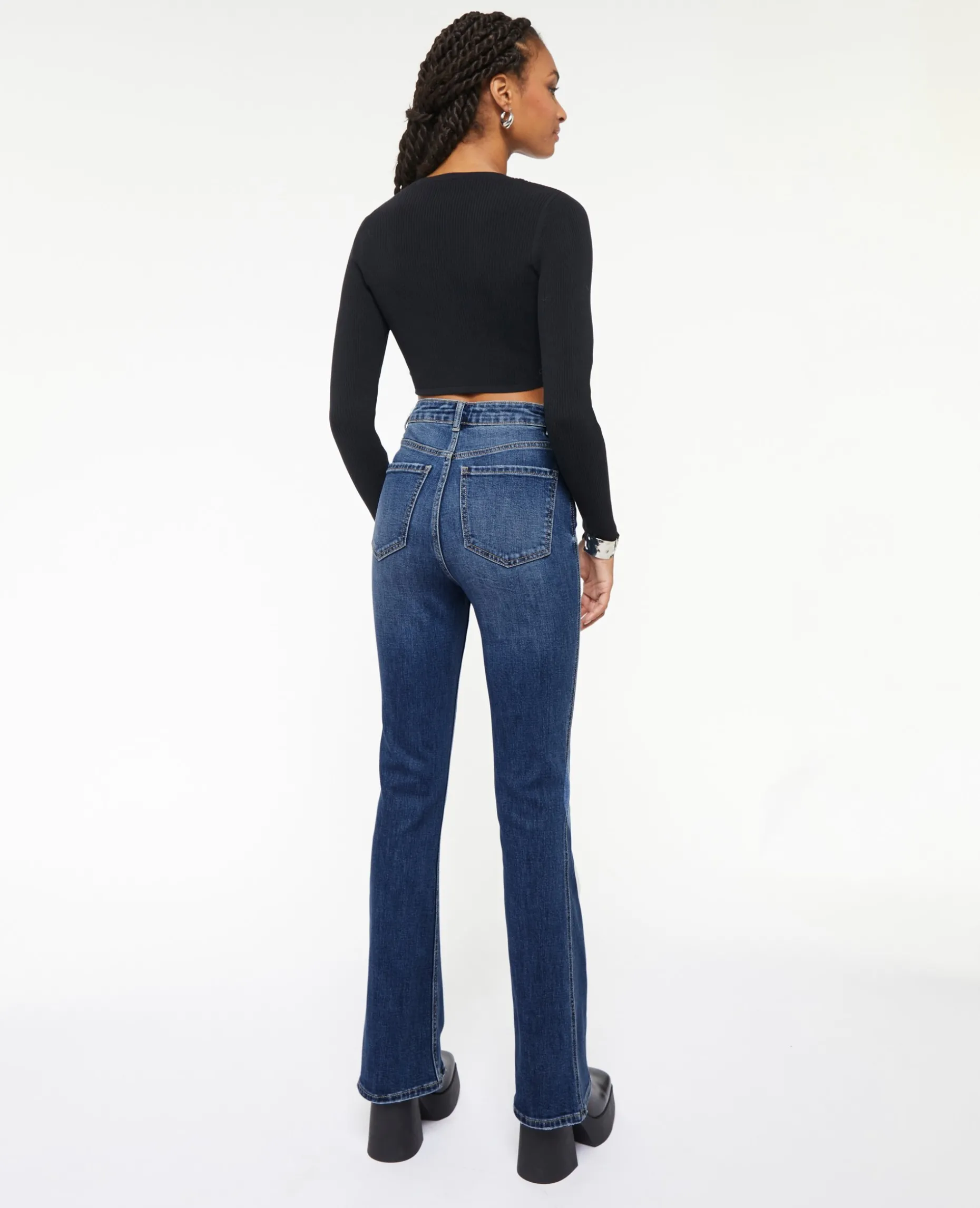 Jean Flare Taille Haute - Bleu Foncé