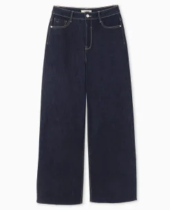 Jean Flare Taille Haute Avec Bas Coupés - Bleu