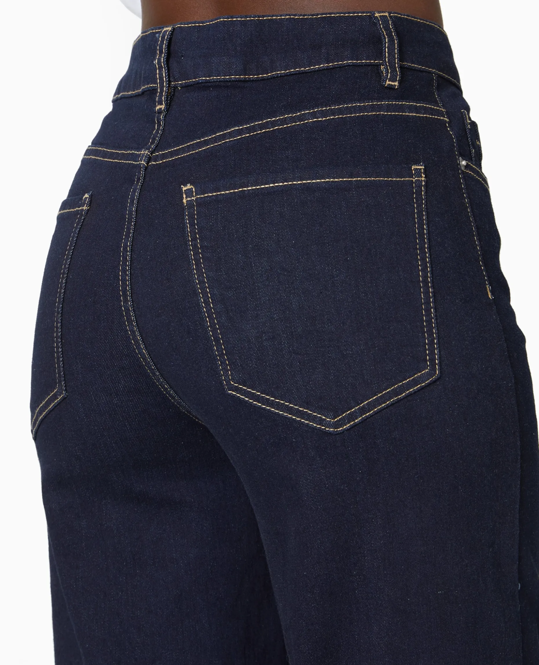 Jean Flare Taille Haute Avec Bas Coupés - Bleu