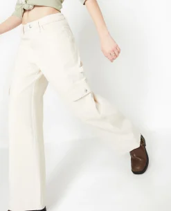 Jean Large Cargo Taille Basse - Beige