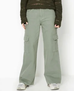 Jean Large Cargo Taille Basse - Vert Kaki