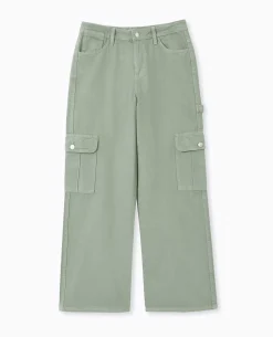 Jean Large Cargo Taille Basse - Vert Kaki