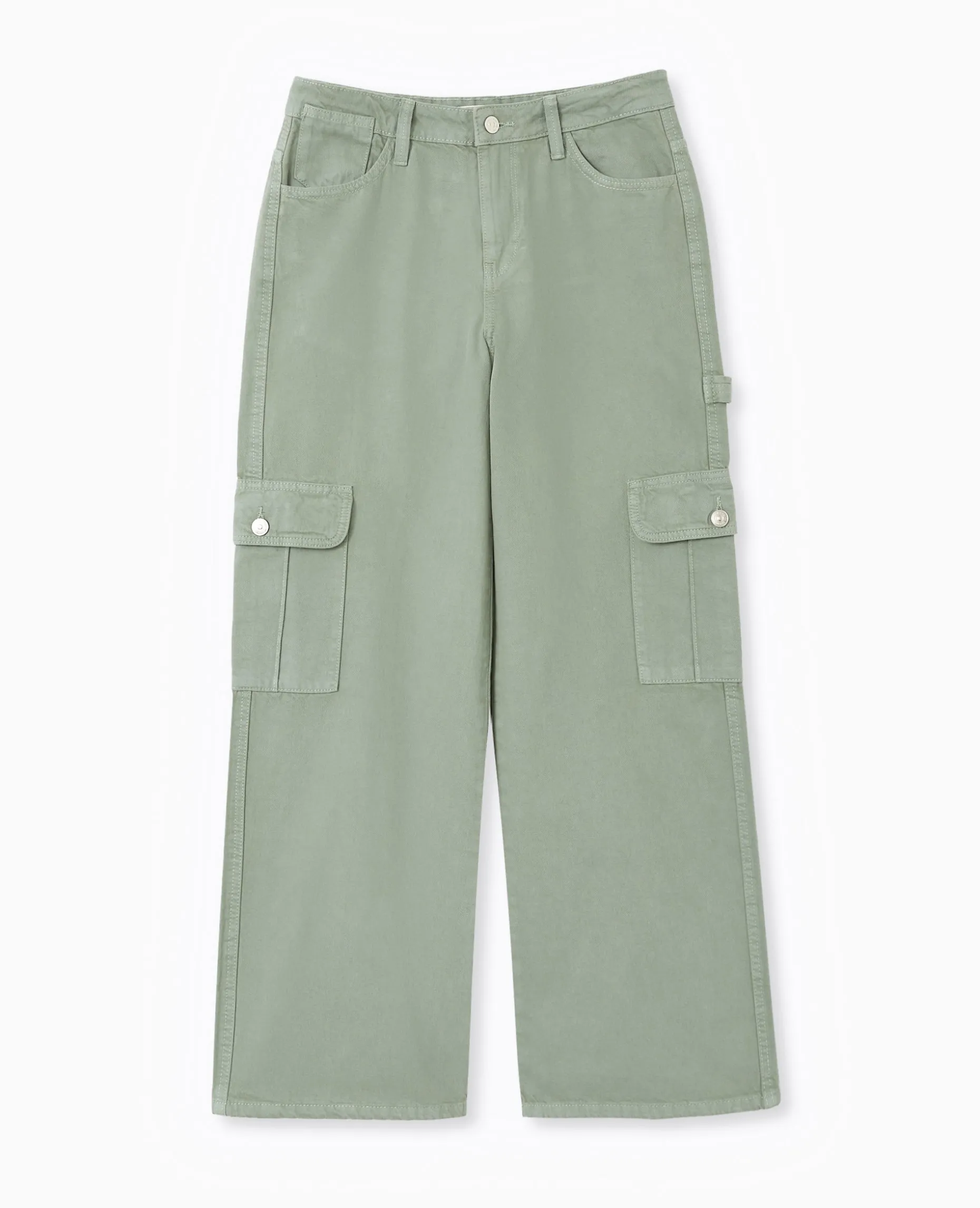 Jean Large Cargo Taille Basse - Vert Kaki