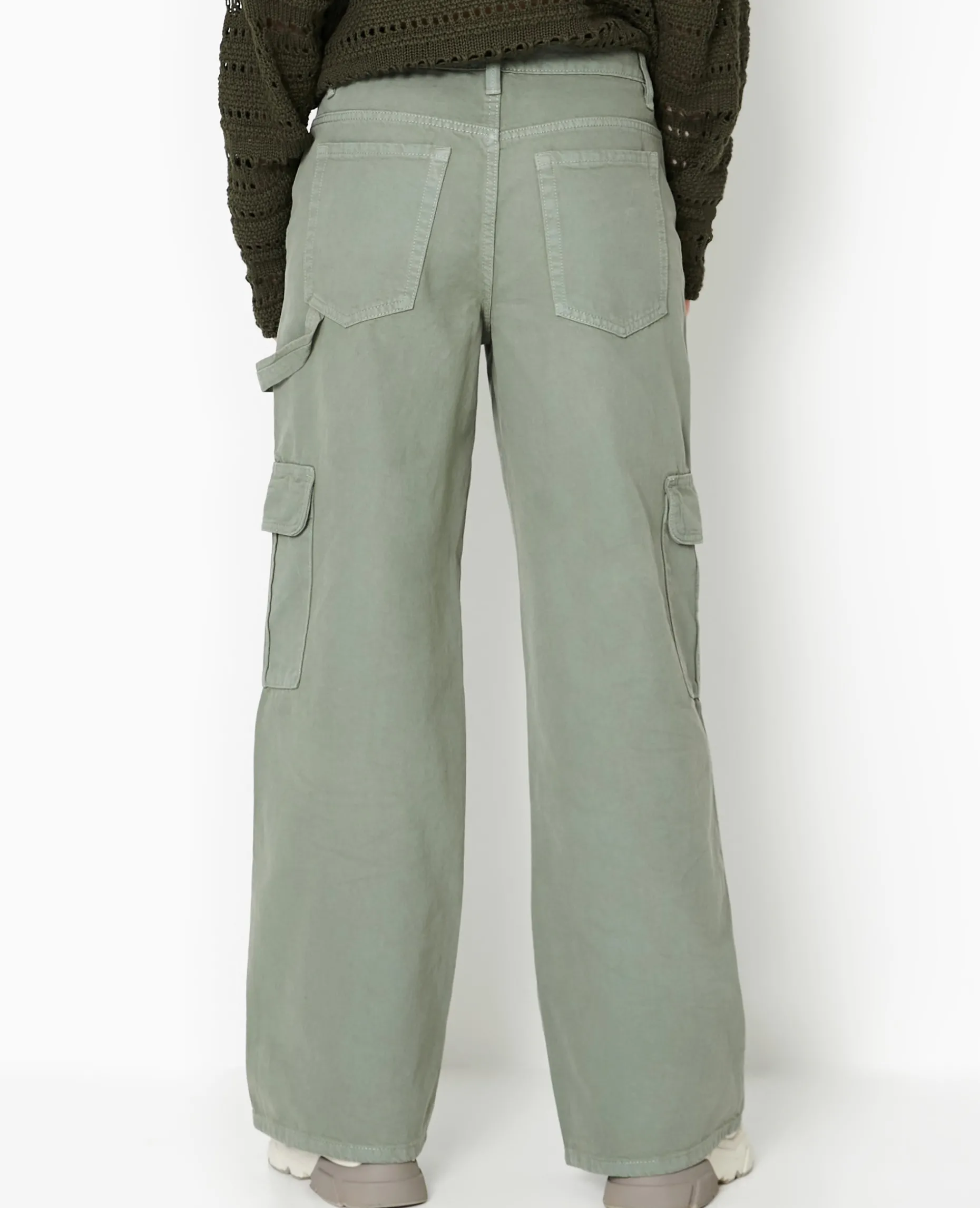 Jean Large Cargo Taille Basse - Vert Kaki
