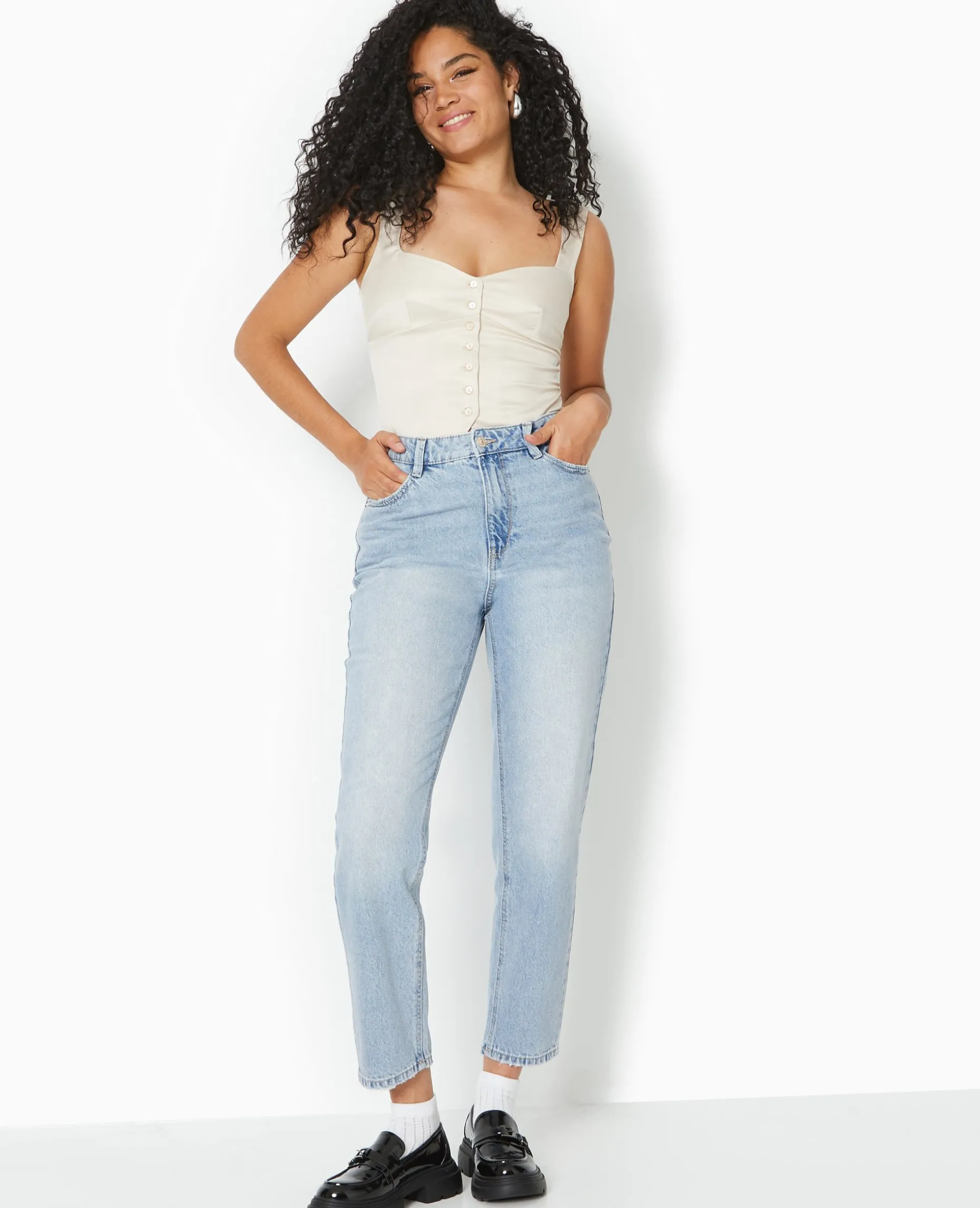 Jean Mom Taille Haute - Bleu