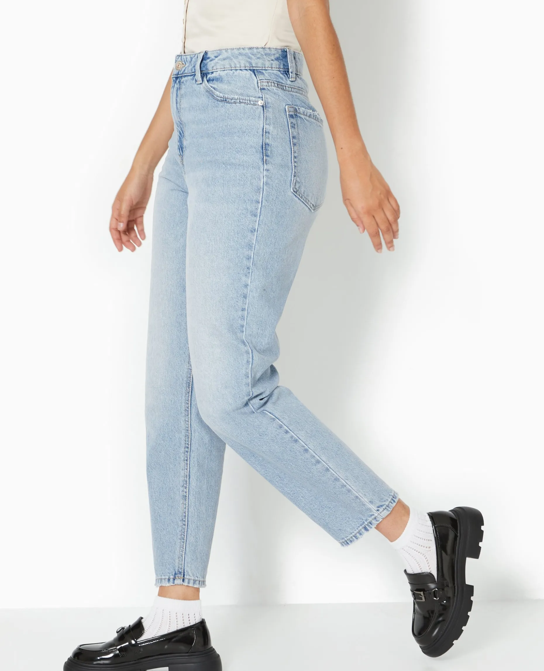 Jean Mom Taille Haute - Bleu