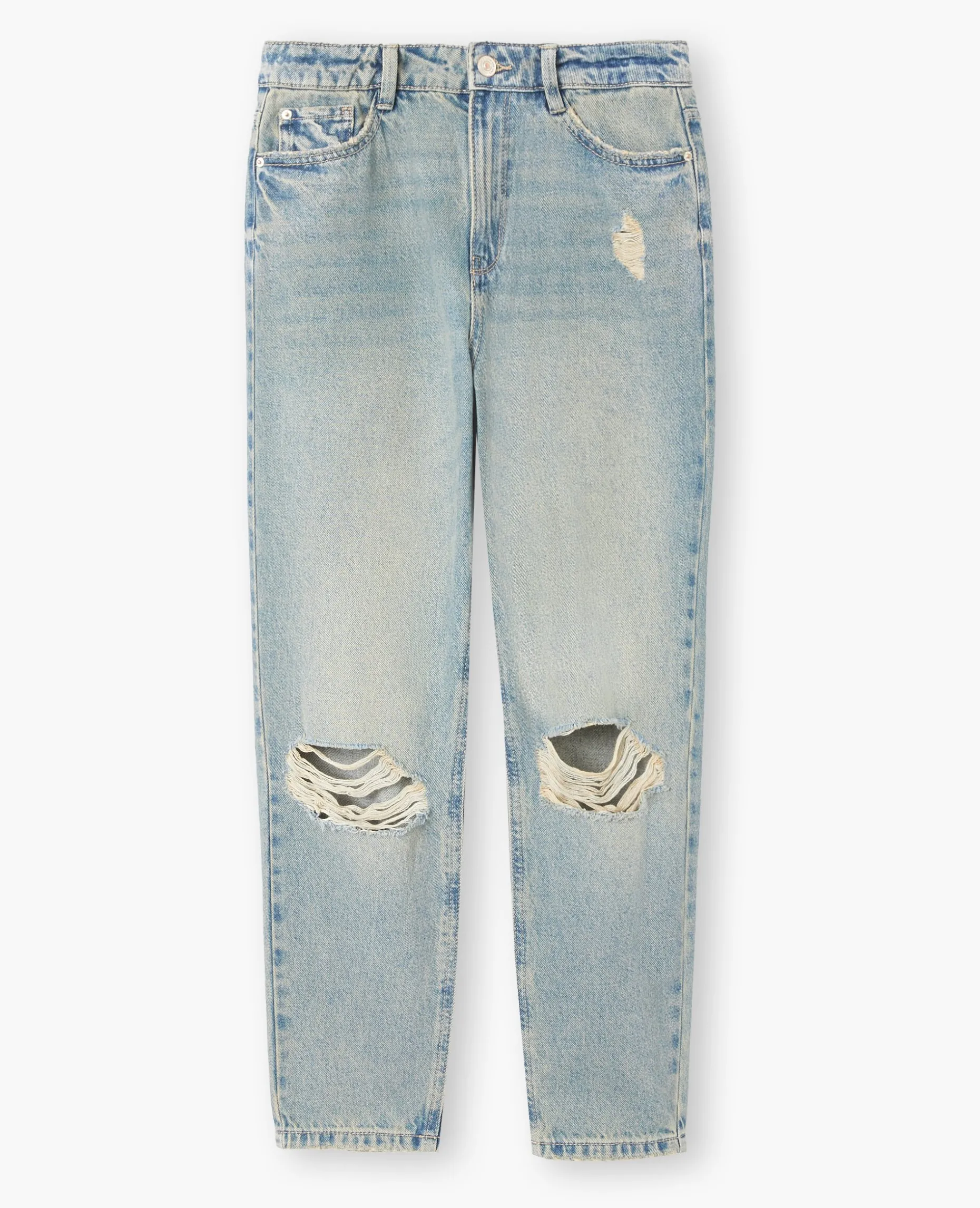 Jean Mom Taille Haute Destroy - Vert Kaki