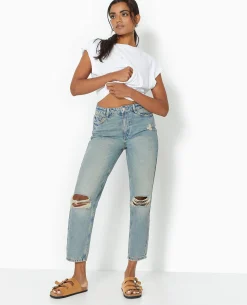 Jean Mom Taille Haute Destroy - Vert Kaki