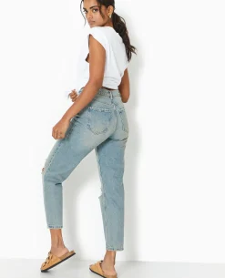 Jean Mom Taille Haute Destroy - Vert Kaki