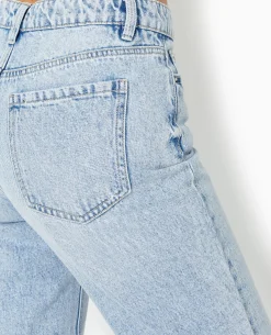 Jean Mom Taille Haute Destroy - Bleu