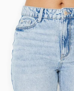 Jean Mom Taille Haute Destroy - Bleu