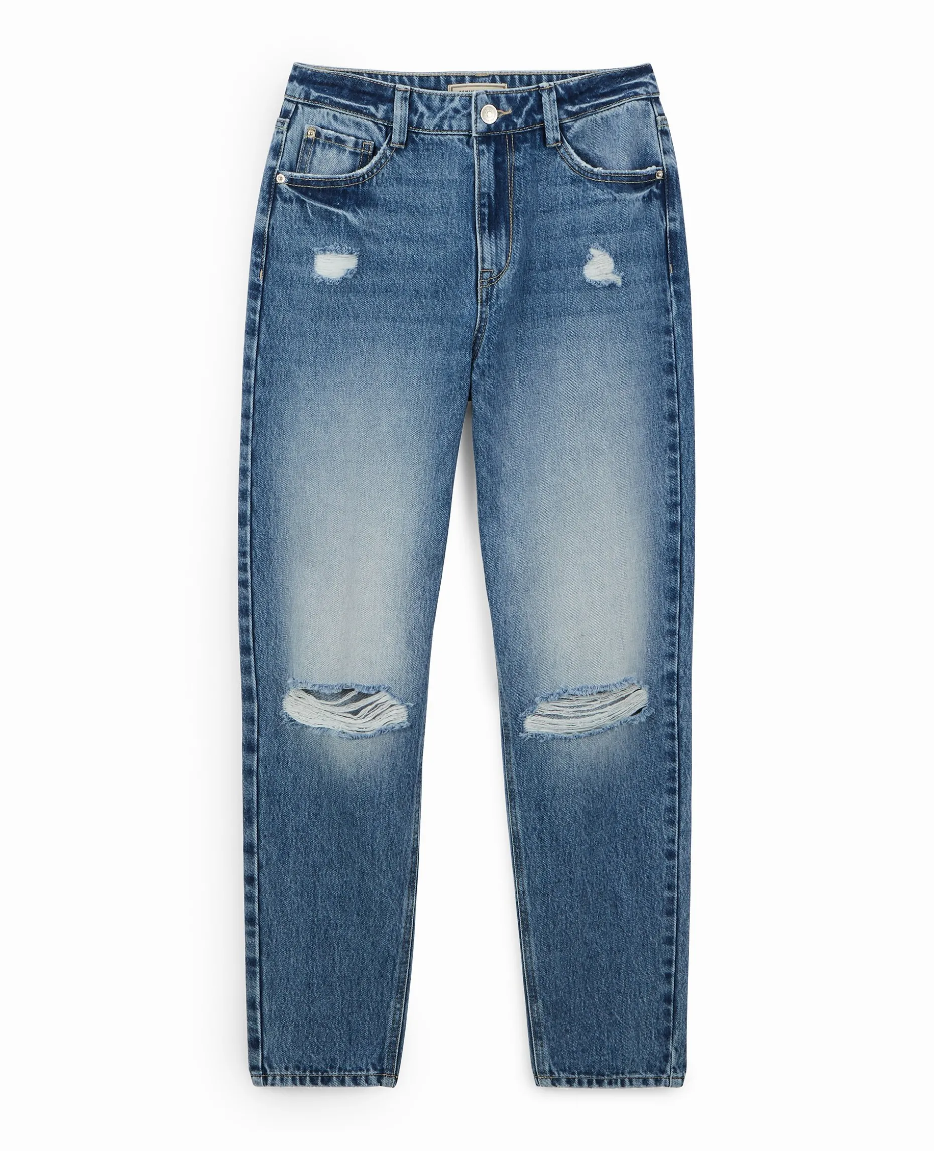Jean Mom Taille Haute Trashé - Bleu