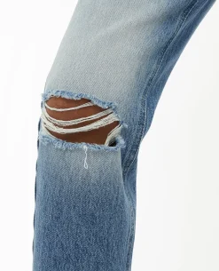 Jean Mom Taille Haute Trashé - Bleu