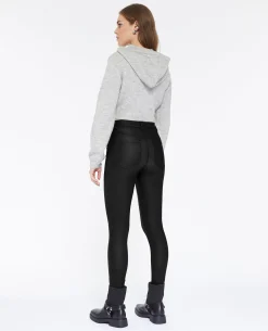 Jean Skinny Enduit Effet Cuir - Noir