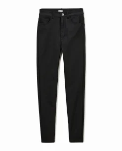 Jean Skinny Enduit Effet Cuir - Noir