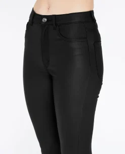 Jean Skinny Enduit Effet Cuir - Noir