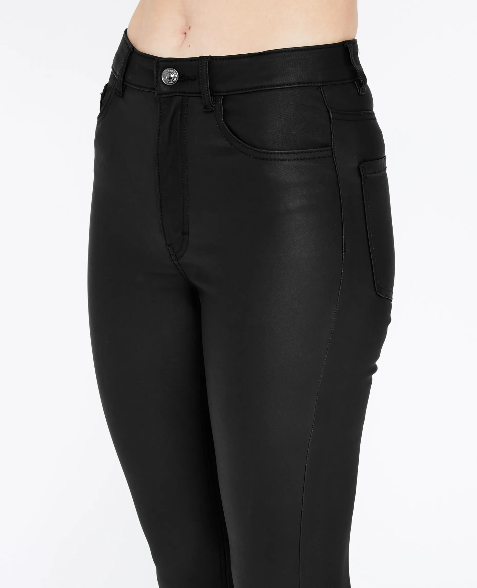 Jean Skinny Enduit Effet Cuir - Noir