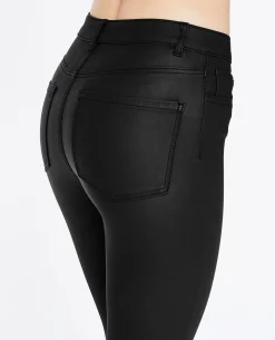 Jean Skinny Enduit Effet Cuir - Noir