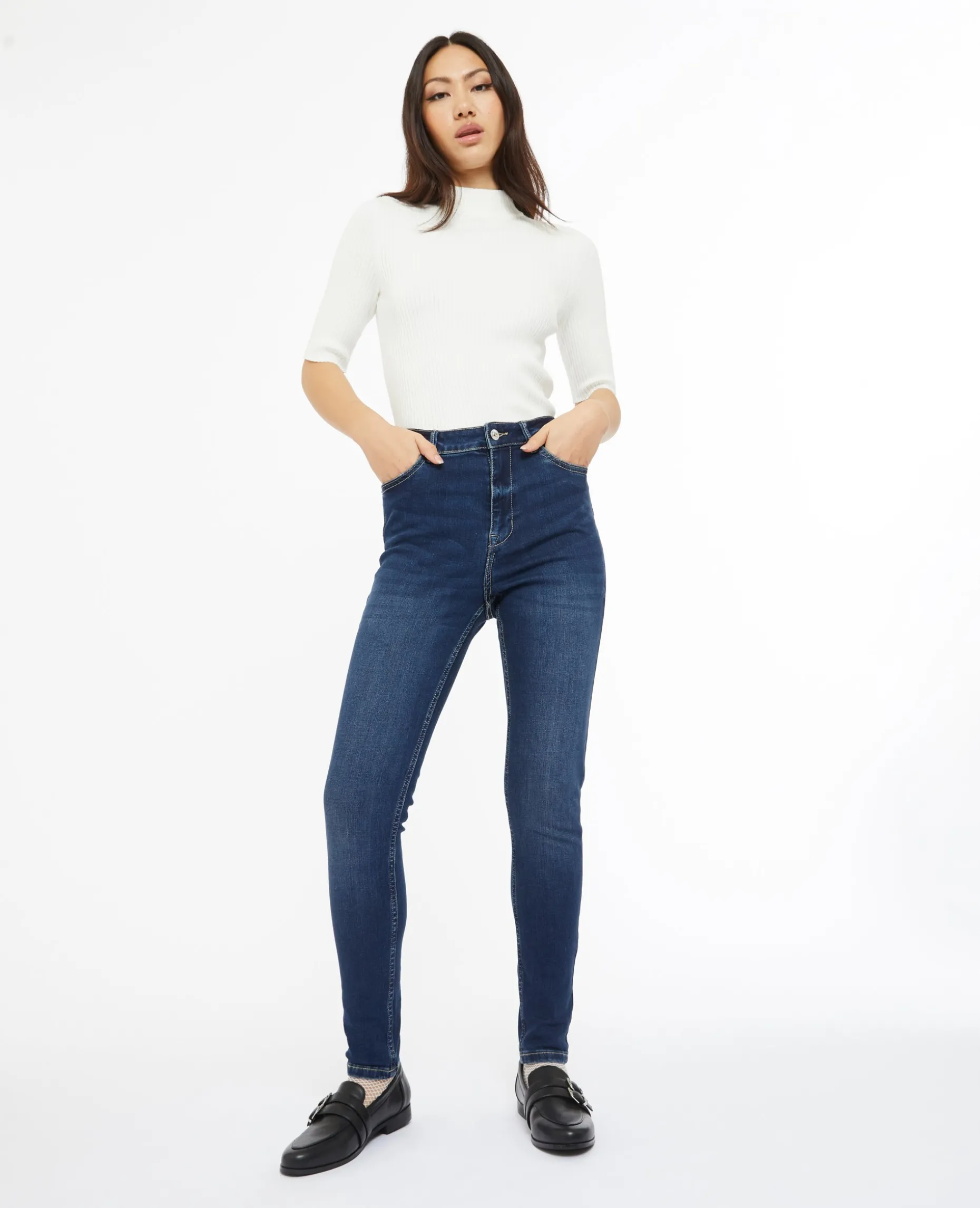 Jean Skinny Push Up Taille Regular - Bleu