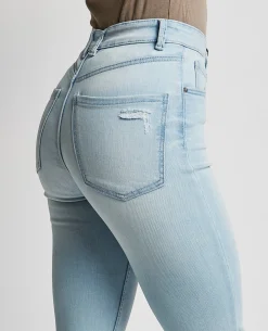Jean Skinny Taille Haute Trashé - Bleu Clair