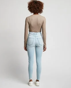 Jean Skinny Taille Haute Trashé - Bleu Clair