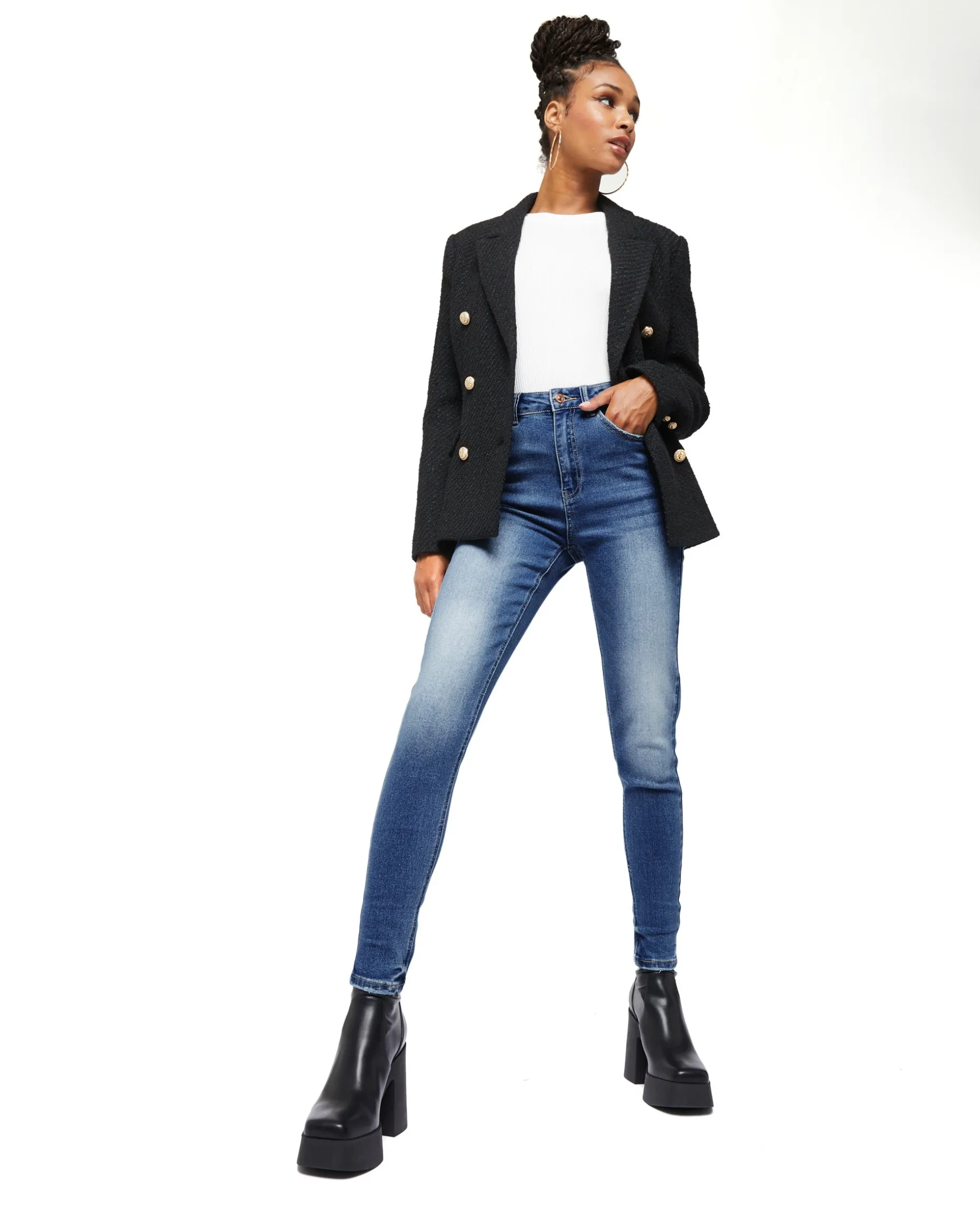 Jean Skinny Taille Haute - Bleu