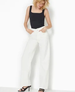 Jean Wide Extra Long Taille Haute - Blanc