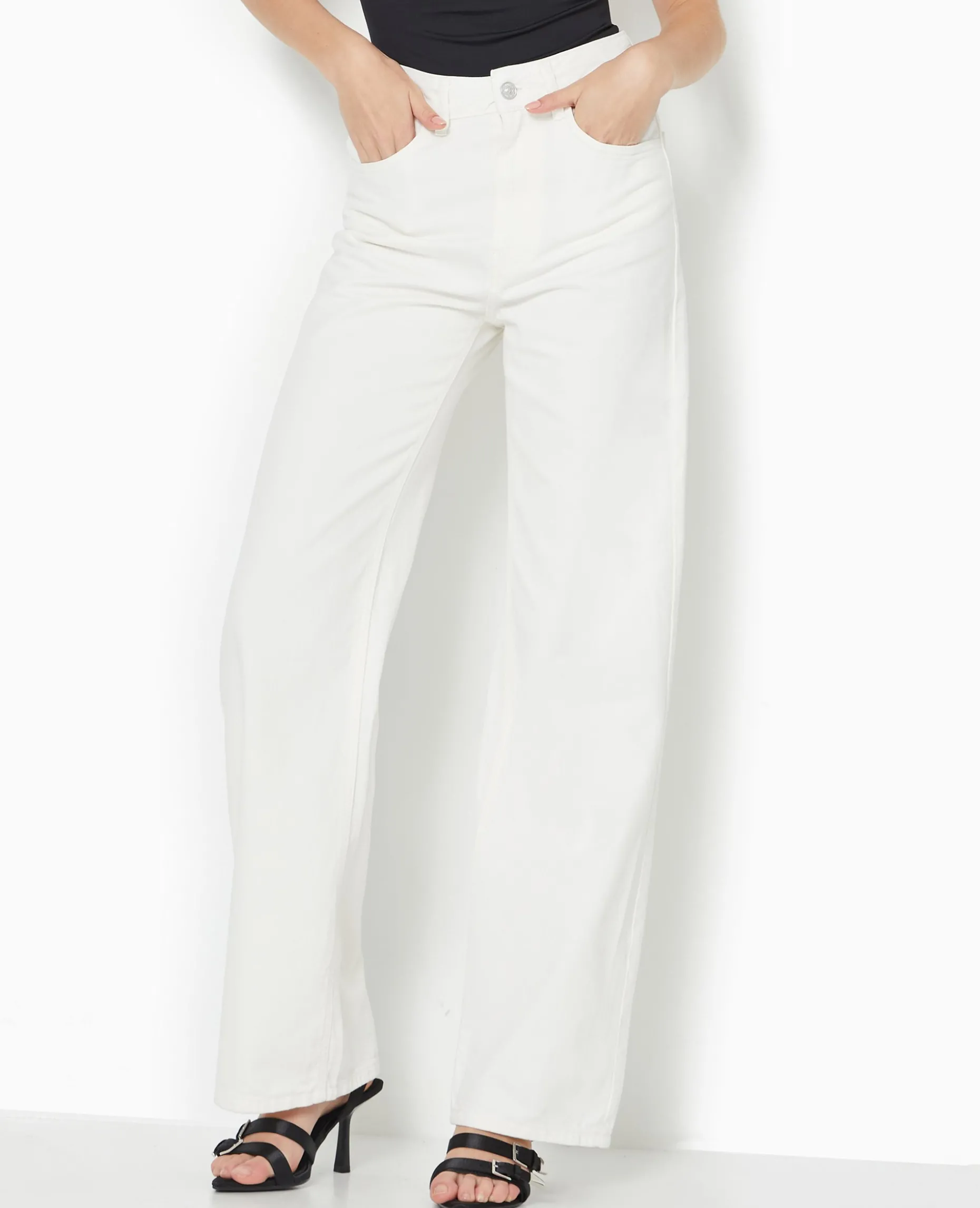 Jean Wide Extra Long Taille Haute - Blanc