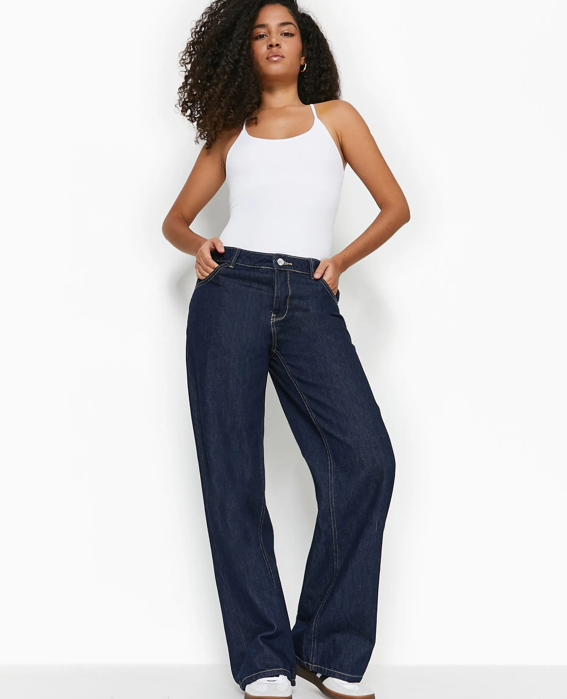 Jean Wide Taille Basse - Bleu