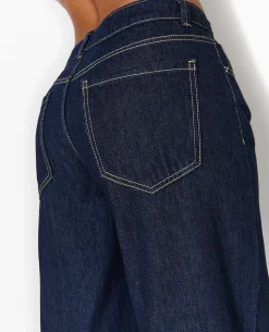 Jean Wide Taille Basse - Bleu