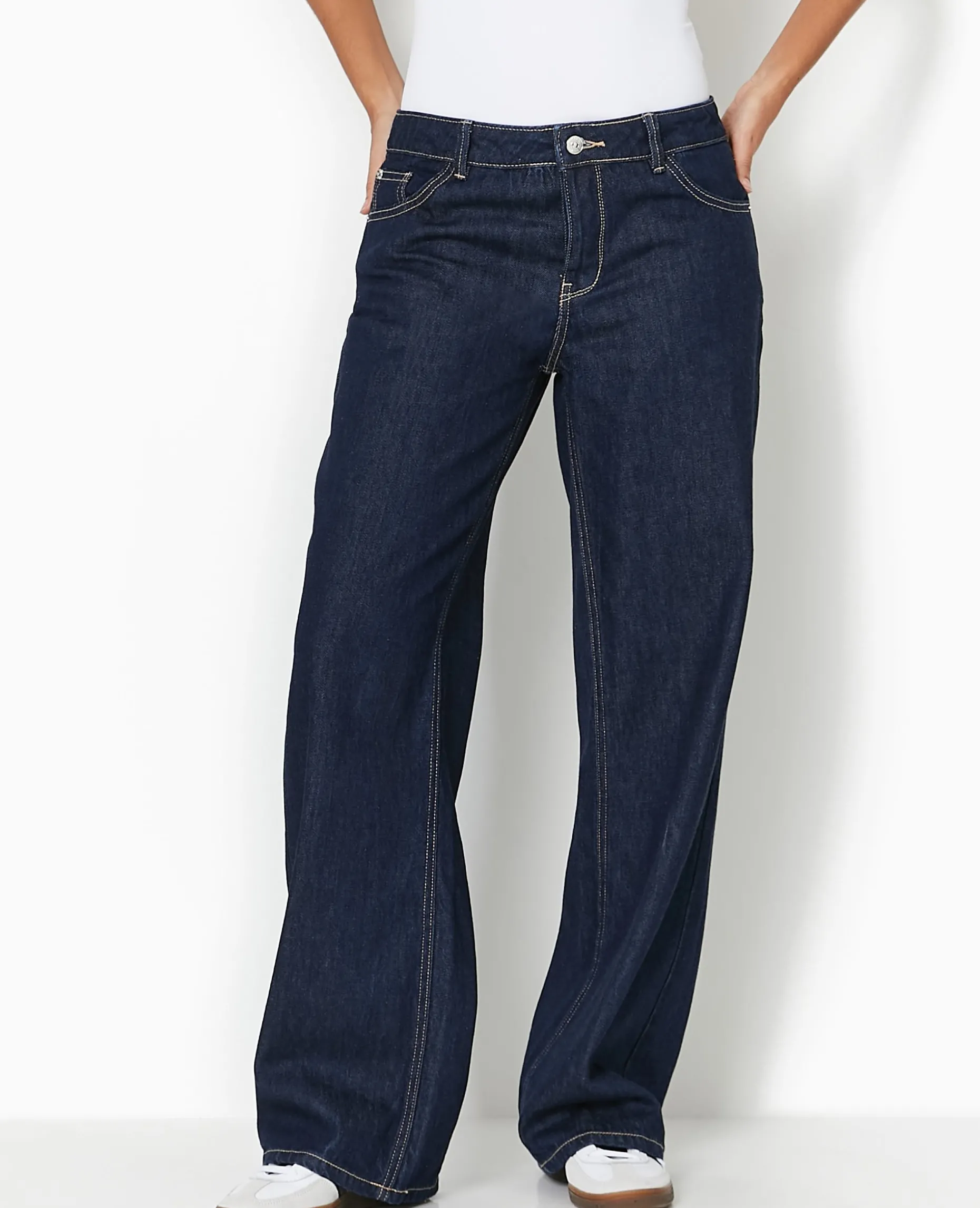Jean Wide Taille Basse - Bleu