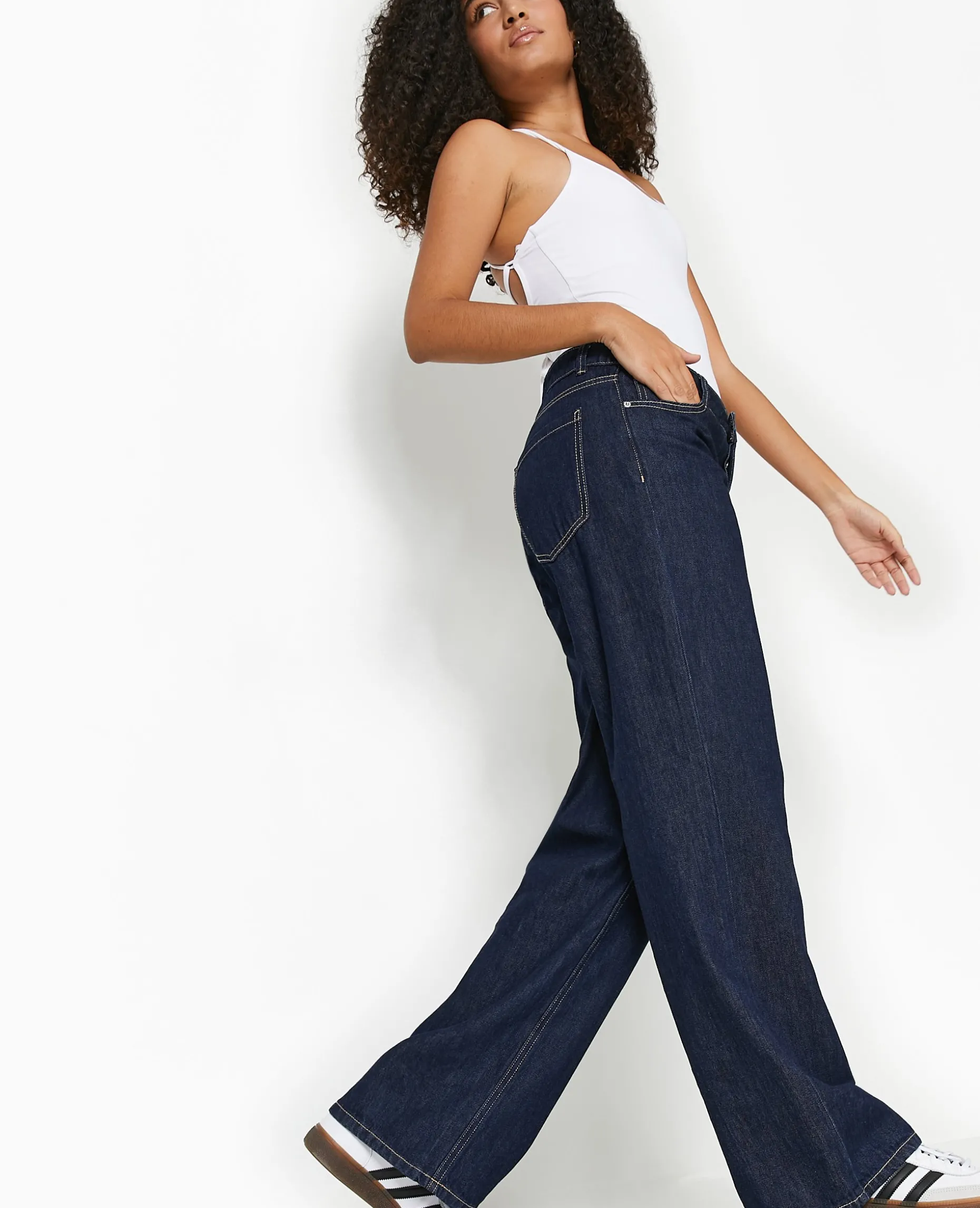Jean Wide Taille Basse - Bleu