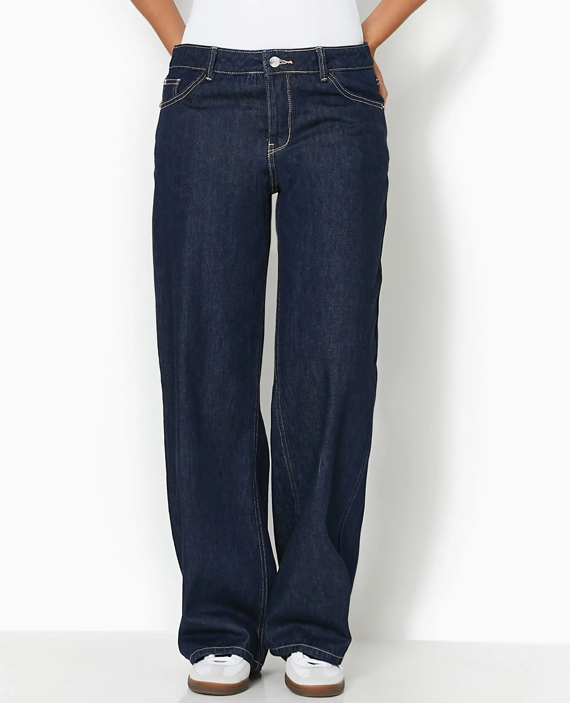 Jean Wide Taille Basse - Bleu