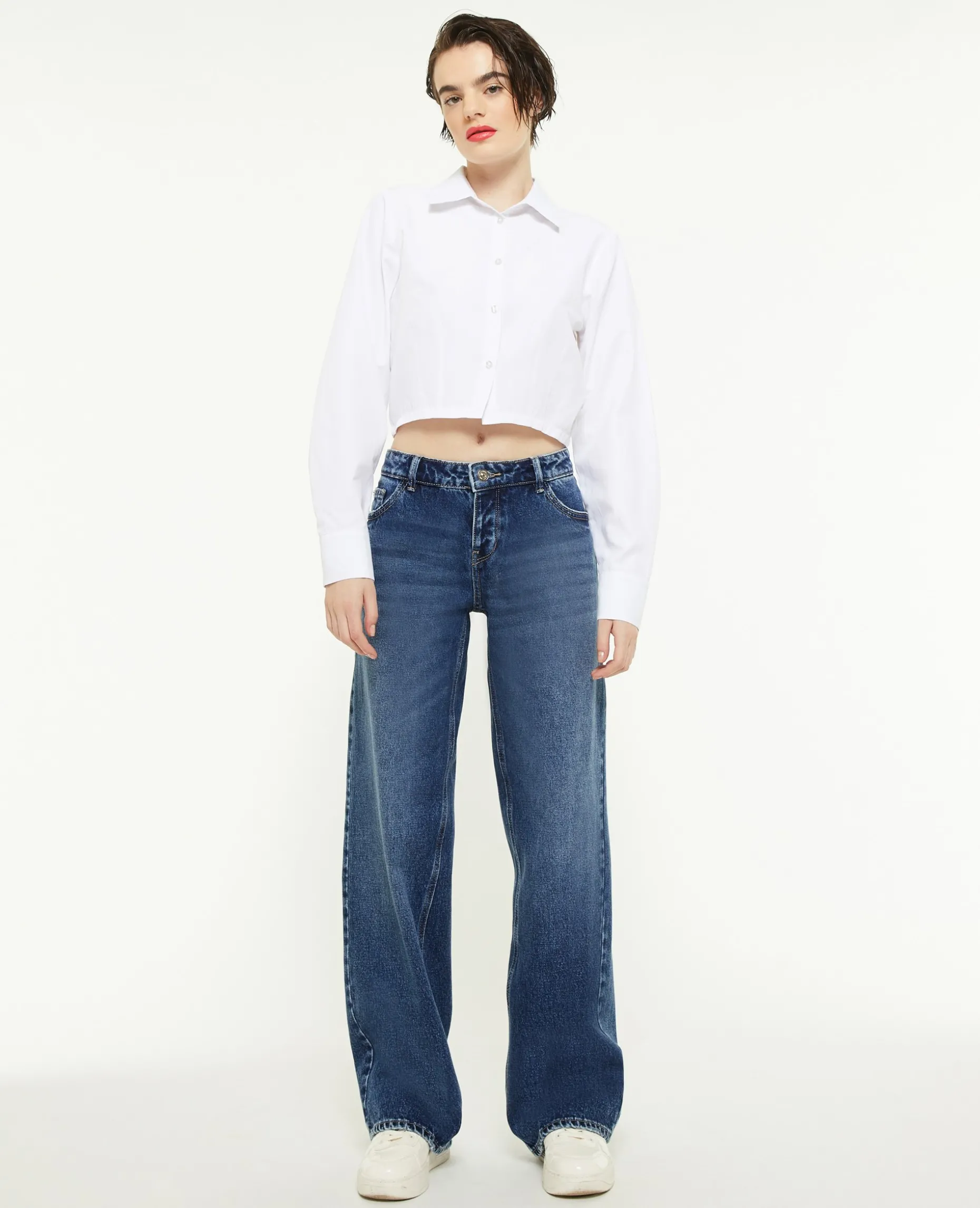 Jean Wide Taille Basse - Bleu
