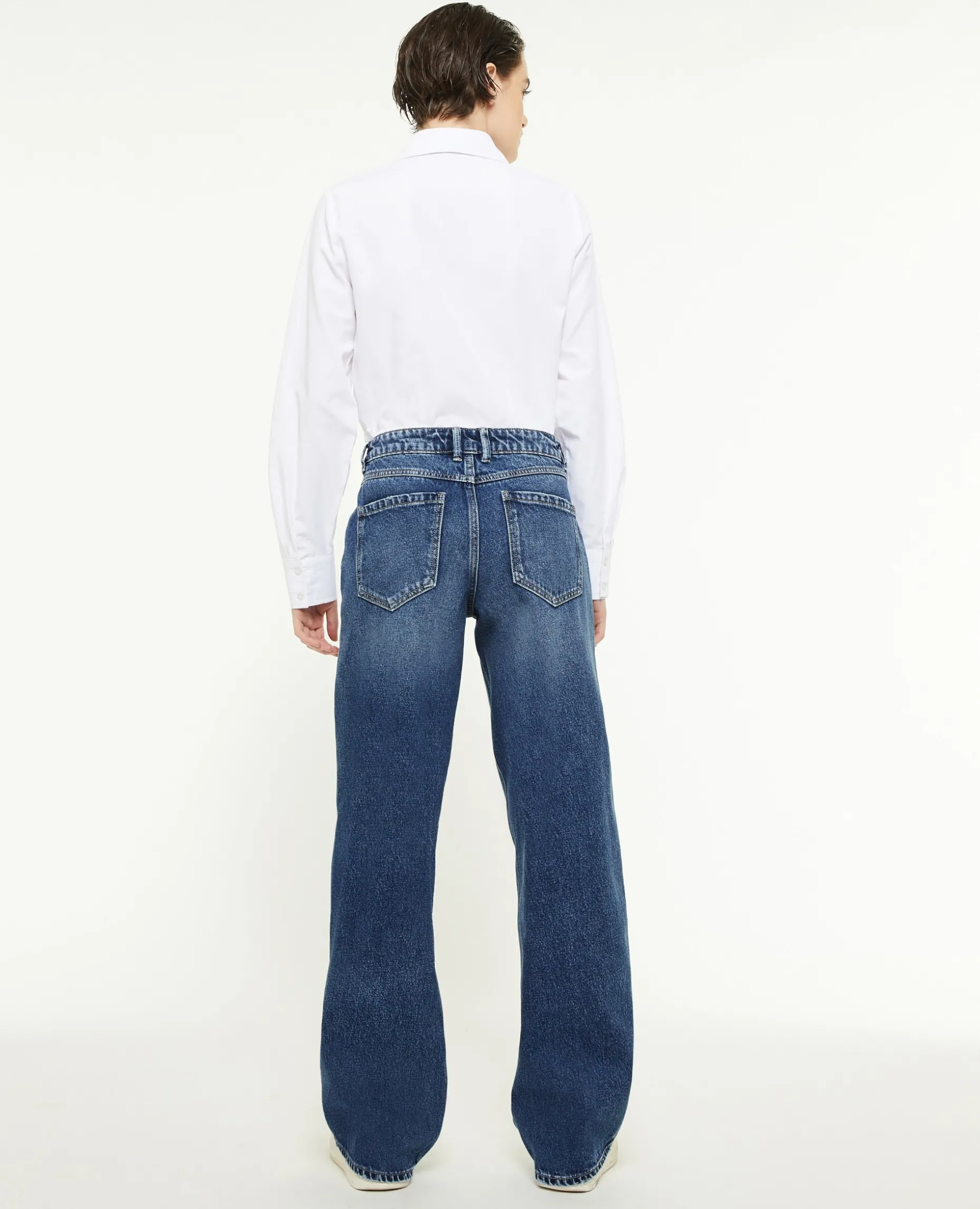 Jean Wide Taille Basse - Bleu