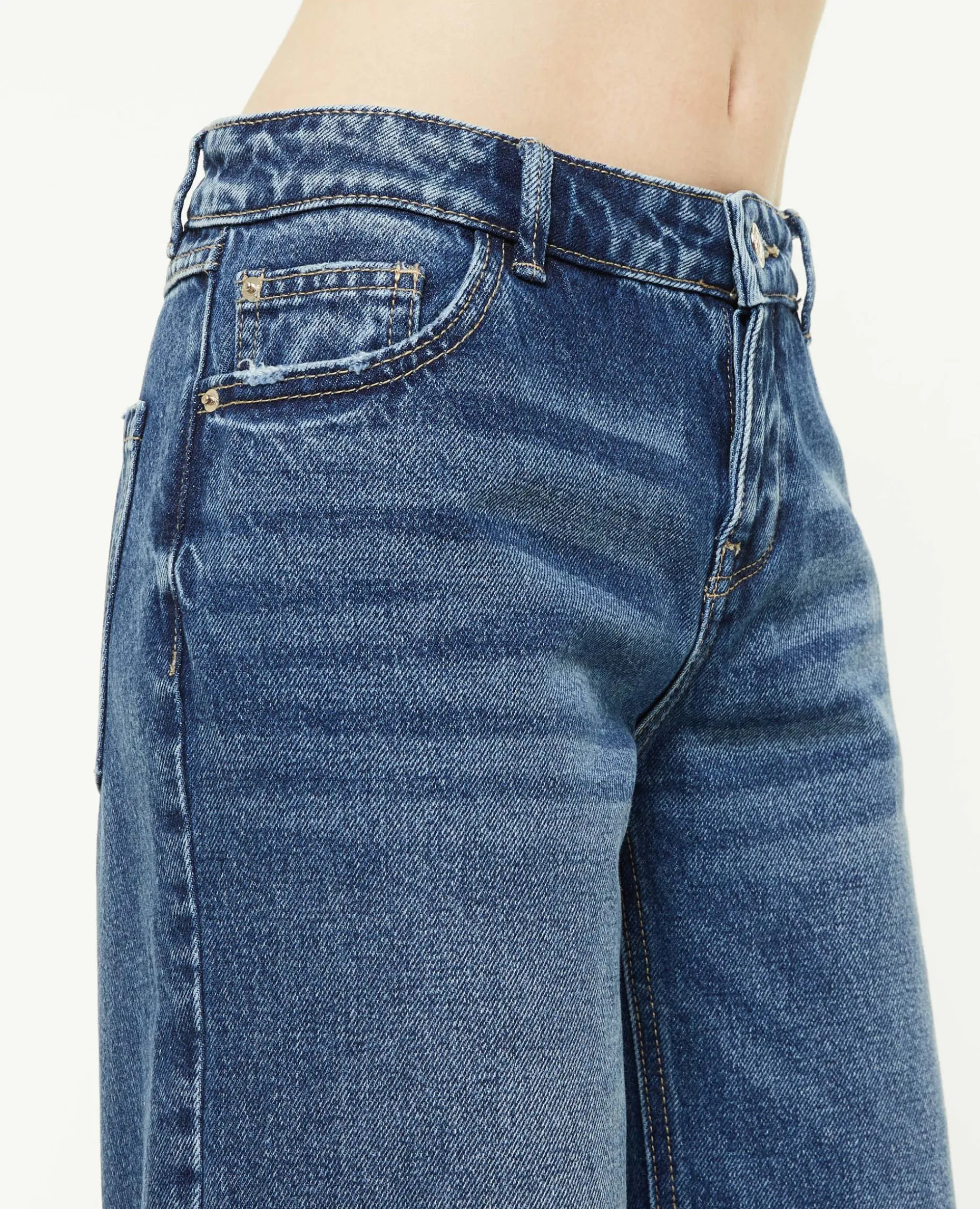 Jean Wide Taille Basse - Bleu