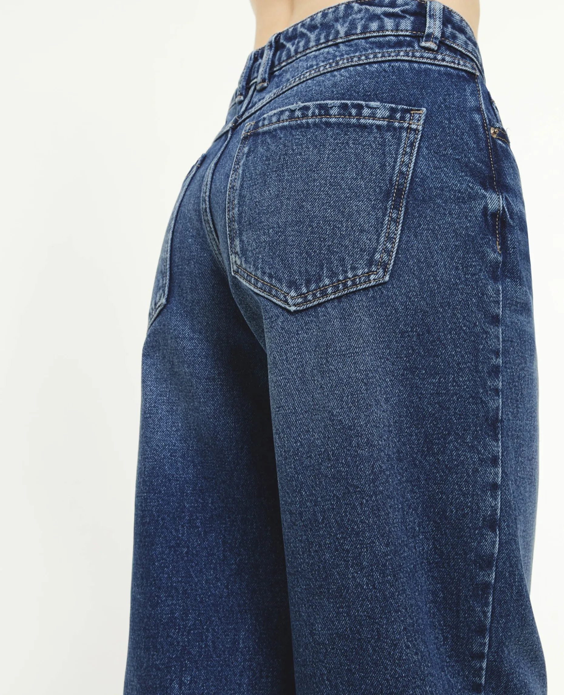 Jean Wide Taille Basse - Bleu