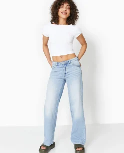 Jean Wide Taille Basse - Bleu
