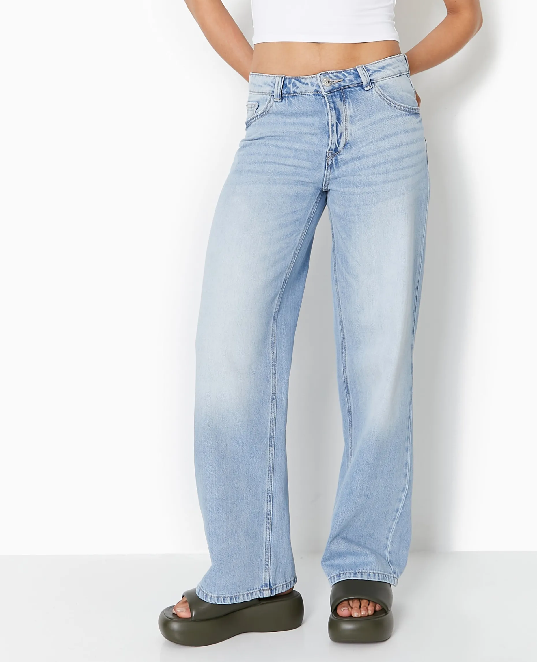 Jean Wide Taille Basse - Bleu