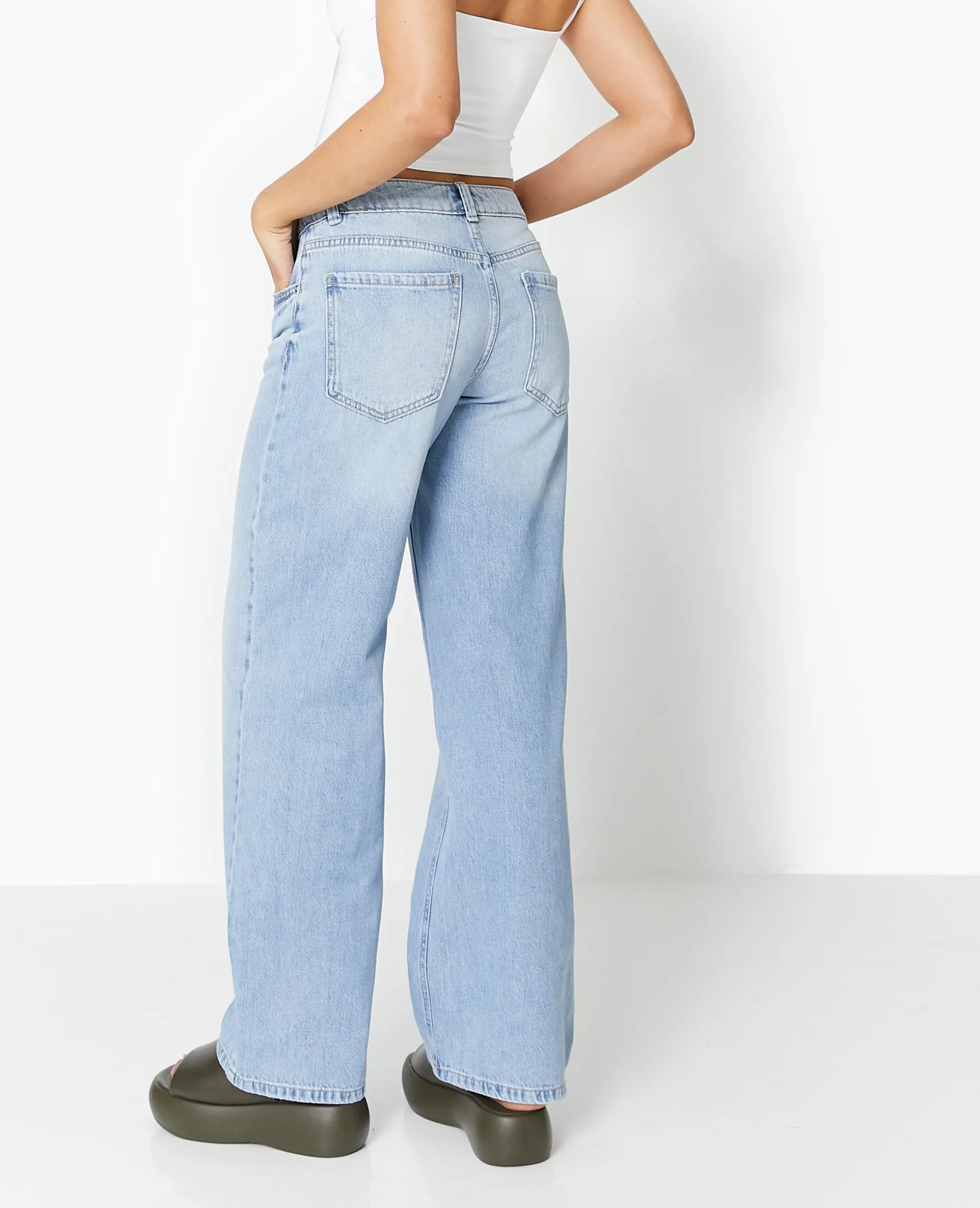 Jean Wide Taille Basse - Bleu